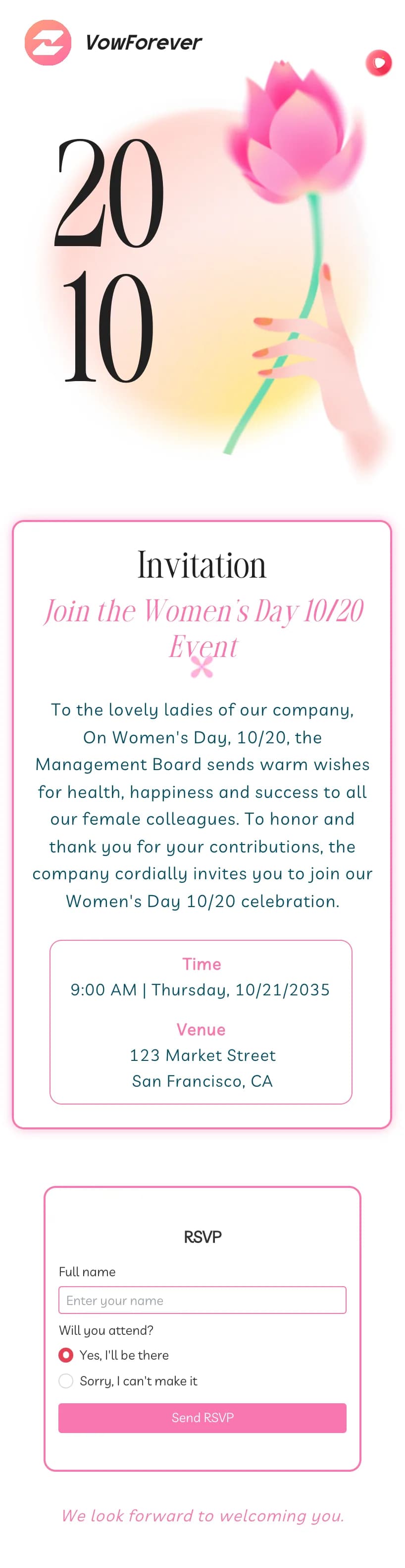 Gentle Pink – Women's Day template
