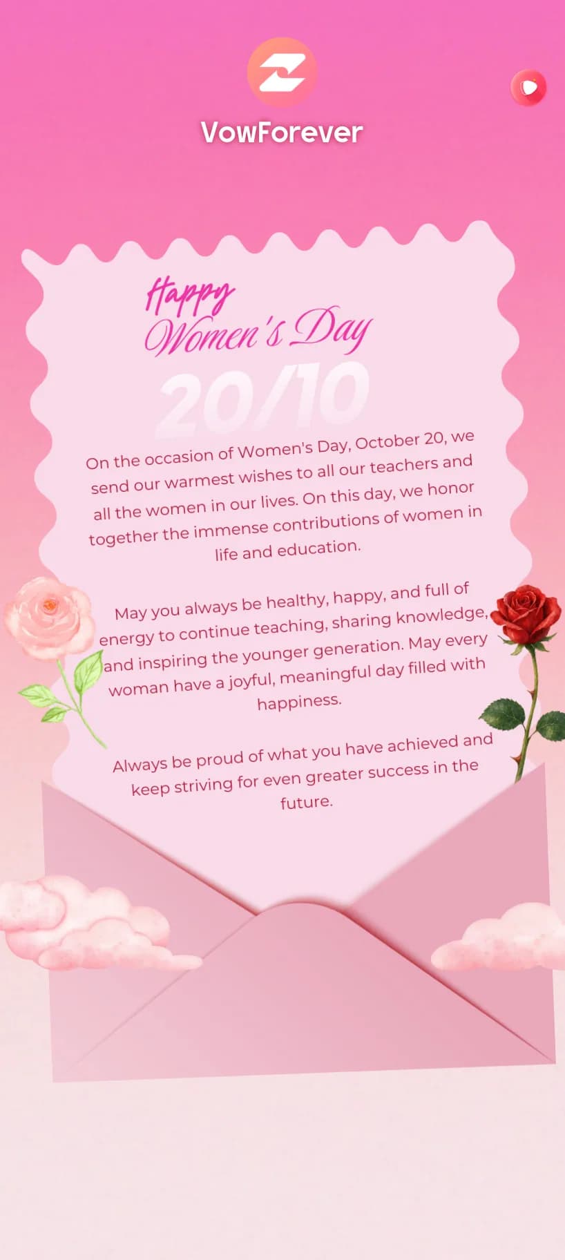 Pink Letter – Women's Day template