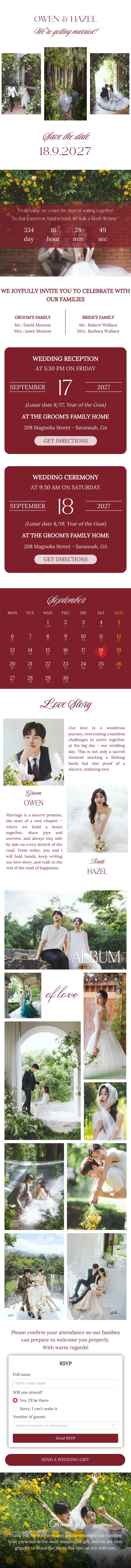 Crimson Elegance wedding invitations template preview