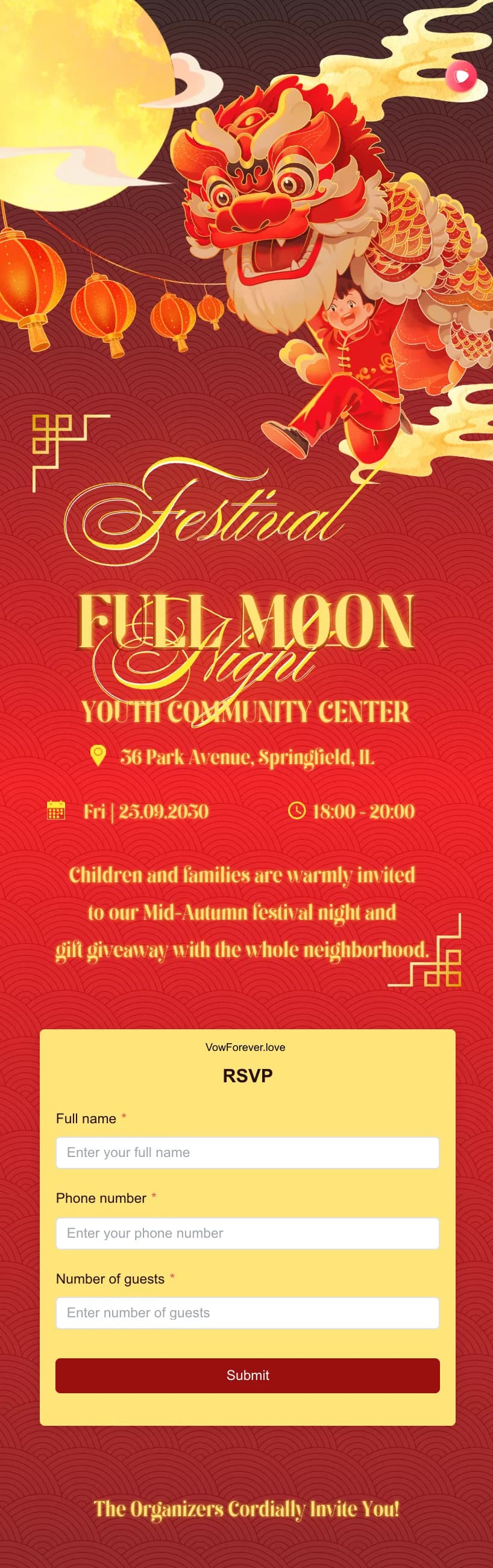 Full Moon Festival Night event invitations template preview