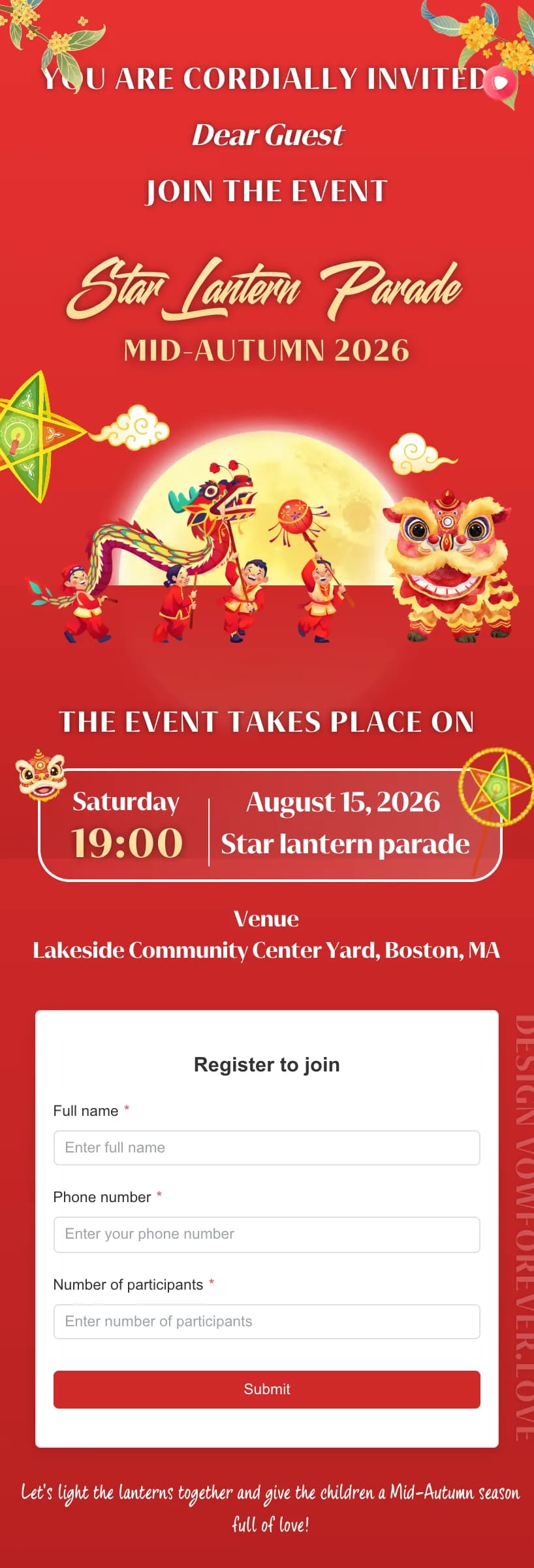 Star Lantern Parade event invitations template preview