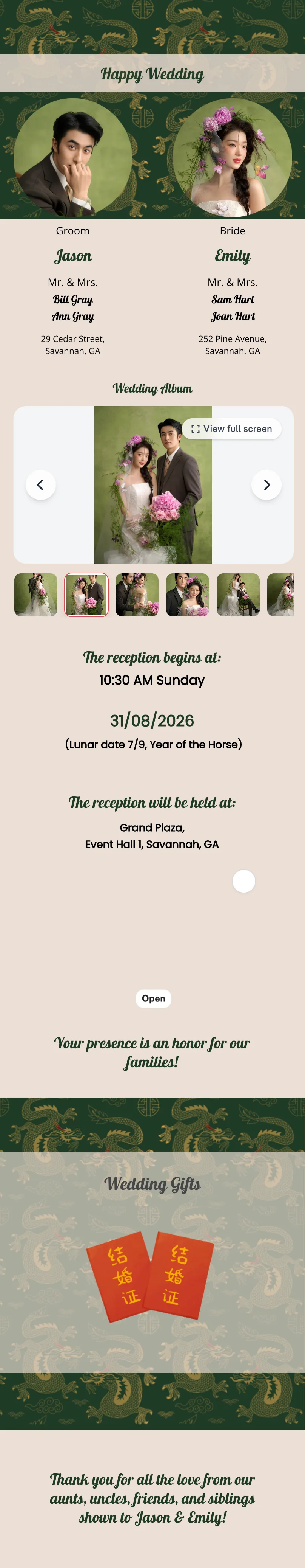 Full Green Dragon Wedding template