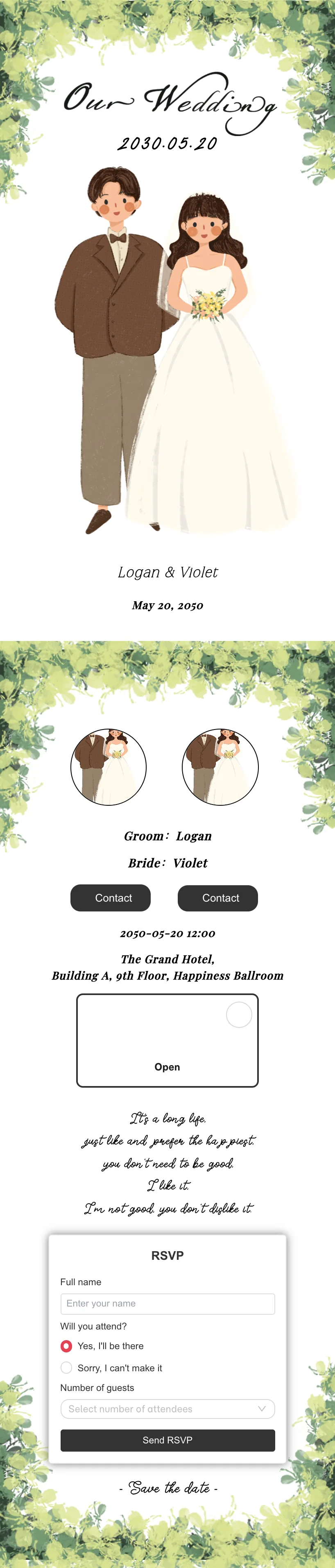 Full Wedding Invitation 107 Basic template